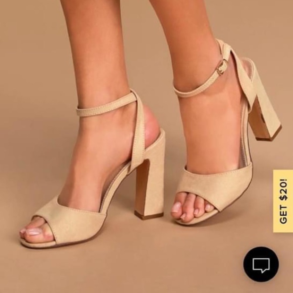 Lulus Natural Suede High Heel Sandals Size 6.5